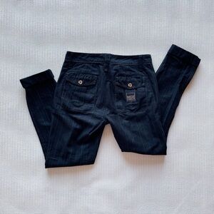 Marithe Francois Girbaud Black Straight Leg Pants Pin Striped